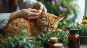 Veterinario aplicando homeopatía a perro. Titulación para mejorar empleo.