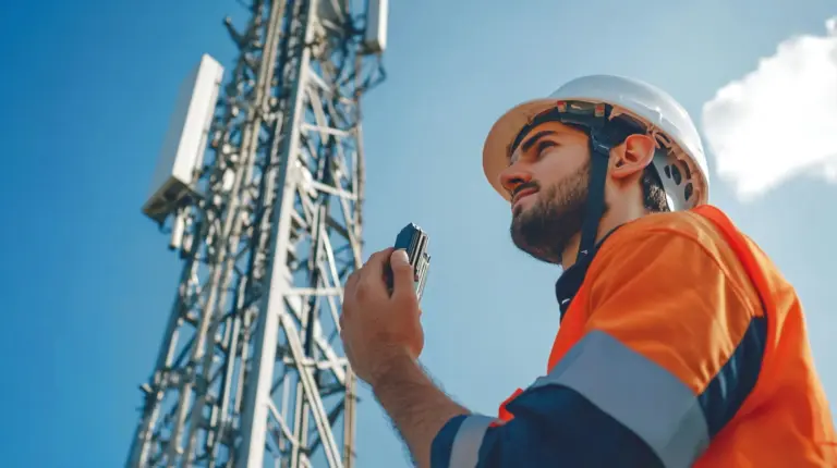 Técnico en fibra óptica realiza empalme. Obtén titulación y mejora tu empleabilidad.