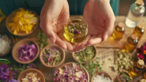 Estudiante de fitoterapia aprende sobre salud natural. Titulación y mejora de bienestar.