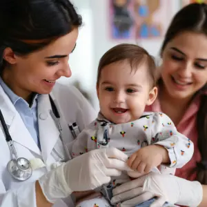 Enfermera aprendiendo pediatría. Titulación para mejorar empleo infantil.